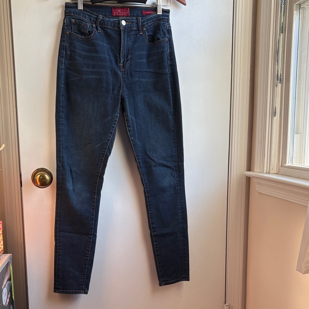 Lucky Brand Olive High Rise Women's Dark Blue Skinny Jeans with stretch sz 6/28